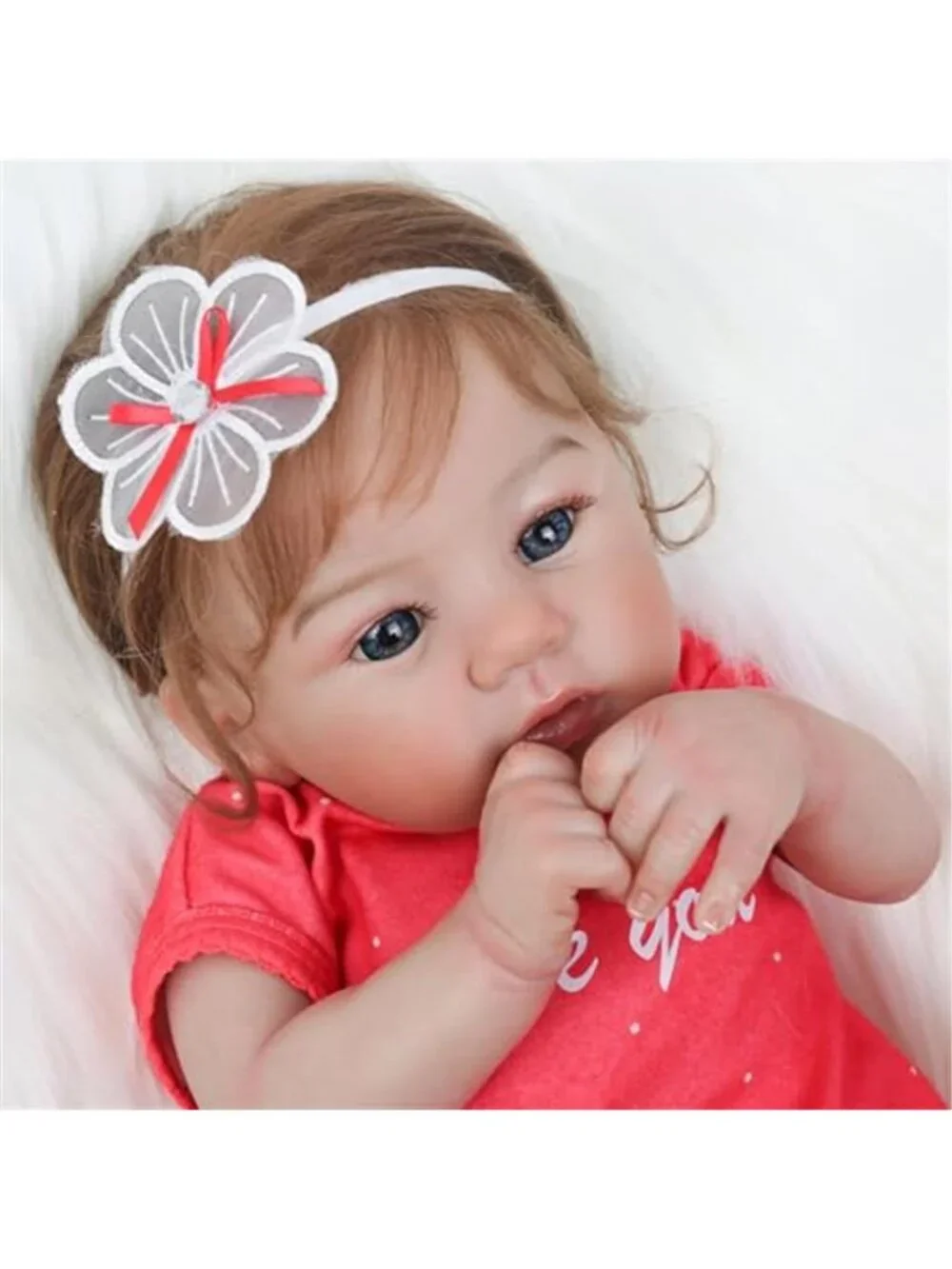 18 Inch Realistic Reborn Baby Girl Doll Hand Rooted Hair Soft Weighted Body Vein